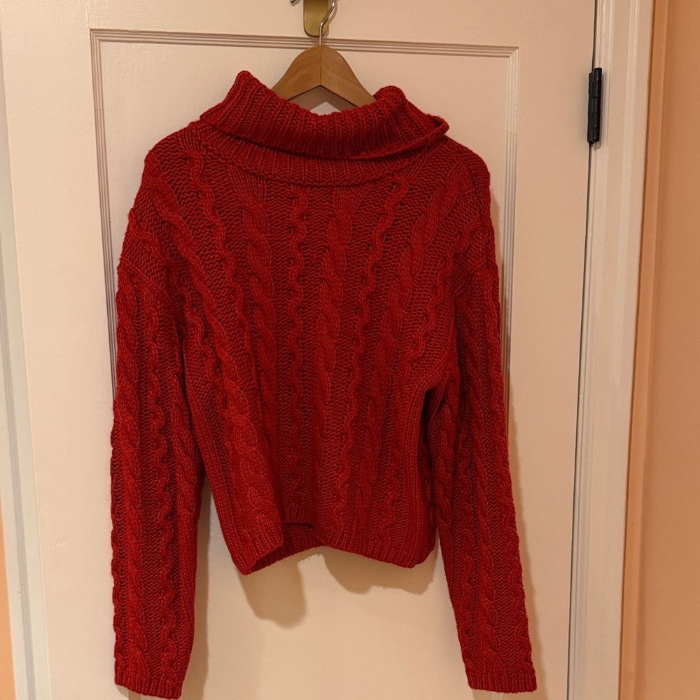 Z Supply Vibrant Red Cowl Neck Sweater